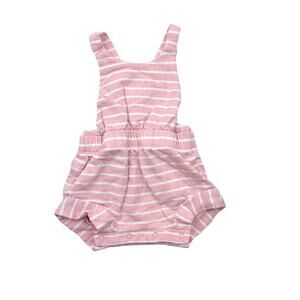Monica + Andy Pink Striped Cross Back Romper